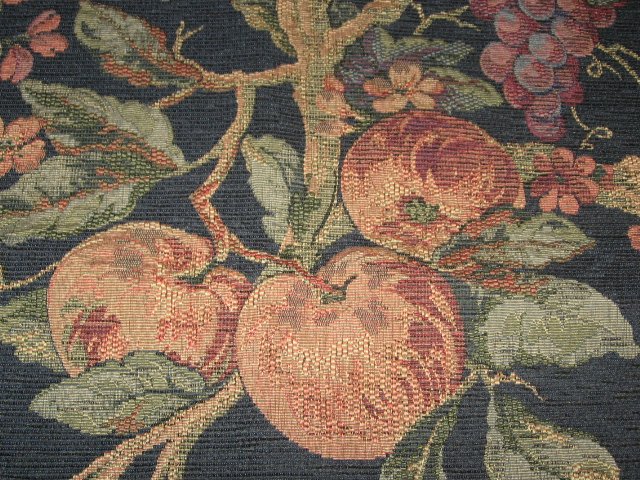 Fruit & Floral Warm Colors on Deep Blue Wall Tapestry New