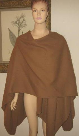 Wool Light Brown Wrap Shawl by Vantana Italy 1 Size Fits All New