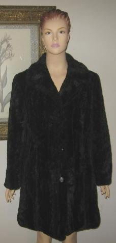 Black Faux Fur Classic Tailored Coat Size M New