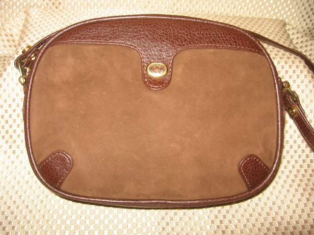 Vintage Gucci Brown Leather Suede Handbag Purse
