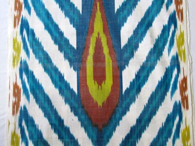 AZURE ZEBRA - UZBEK HANDWOVEN SILK-COTTON IKAT FABRIC