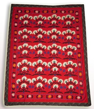VINTAGE UZBEK HAND EMBROIDERY SAMARKAND BUSHES SUZANI