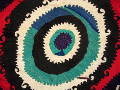 UZBEK ETHNIC TEXTILE ART - VINTAGE handmade embroidery WEDDING suzani BOLINPUSH