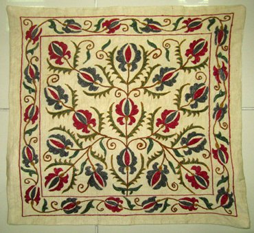 ZBEK SILK HAND EMBROIDERED SUZANI PILLOW CASE