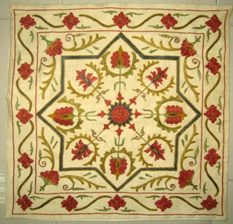 2 UZBEK SILK HAND EMBROIDERED SUZANI PILLOW CASES