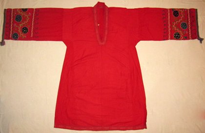 OLD UZBEK CHEMISE COTTON DRESS SILK HAND EMBROIDERY