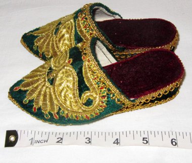 UZBEK HAND GOLD EMBROIDERY SMALL SLIPPERS CHILD'S SHOES