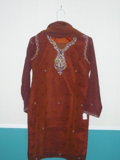 Shalwar Kameez - Brown Organza