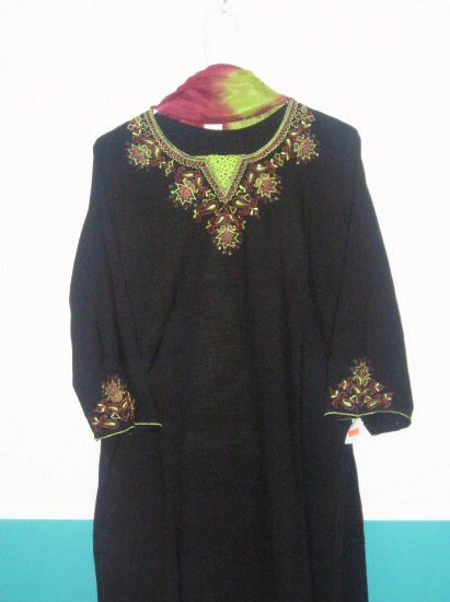 Shalwar Kameez - Black, Pink and Greeen Polyster