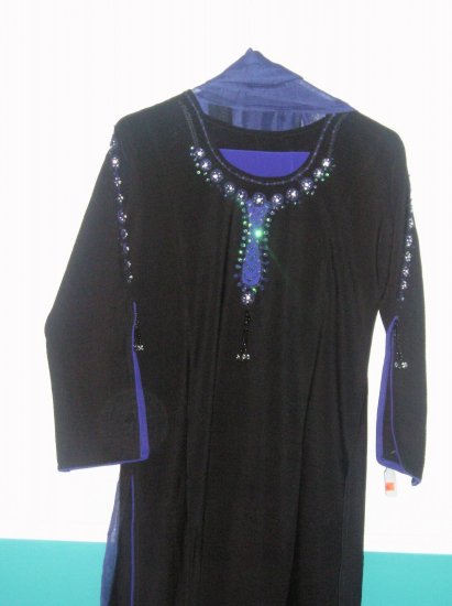 Shalwar Kameez -Black and Blue Polyster