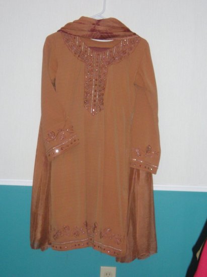 Shalwar Kameez - Brown Silk