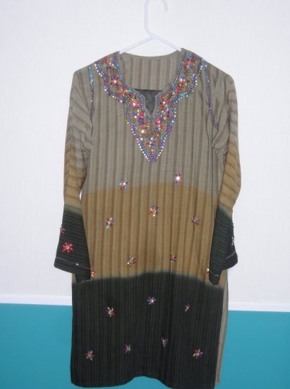 Shalwar Kameez - Multi color Brown Shade Cotton