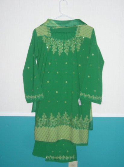 Trouser Kameez - Green Georgette