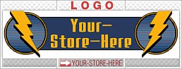Blue & Gold Lightning Bolts Sharp eCRATER Store Y-S-H LOGO