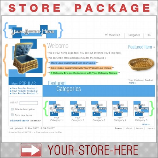Boxy Blue with your ENHANCED PRODUCT IMAGE - Custom Y-S-H eCRATER Store Package