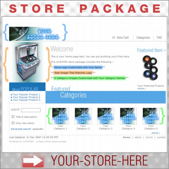 Records Jukebox Music Shop - Custom Y-S-H eCRATER Store Package