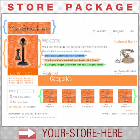 Brilliant Orange with your ENHANCED PRODUCT IMAGE - Custom Y-S-H eCRATER Store Package
