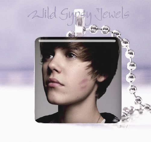 Hot sexy Justin Bieber 1" glass tile pendant necklace Unique GIFT