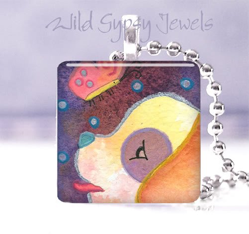 Colorful dog doggie pup whimsical 1" pendant Gift IDEA