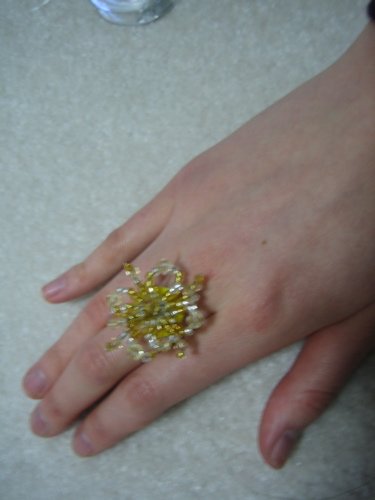 Beaded Yellow Daisy Ring