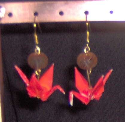 Red Origami Crane Earrings