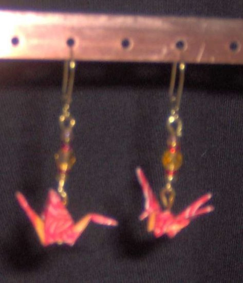 Red Origami Crane Earrings