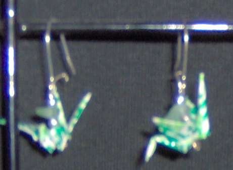 Aventurine Origami Crane Earrings