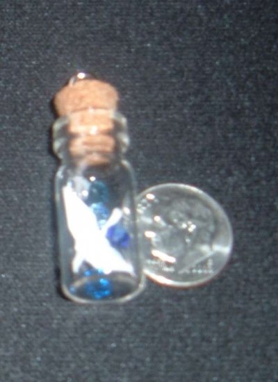 Crane in a Bottle w/ crystals