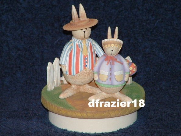 SUNDAY BEST BUNNIES Jar Candle Topper Bunny Rabbits Debbie Mumm Easter Decoration Decor