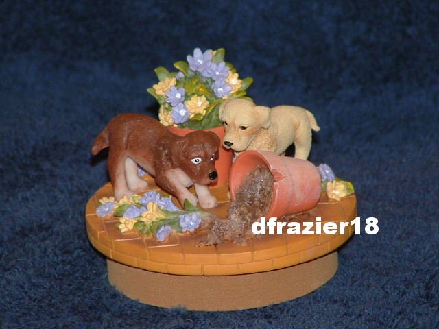 PLAYFUL PUPPIES Jar Candle Topper Puppy Dogs