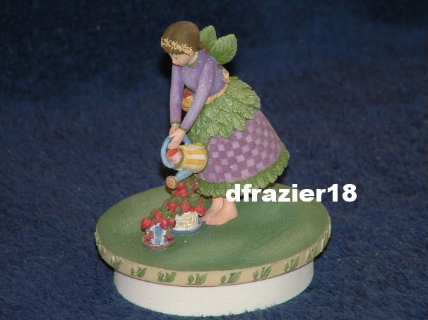 BOTANICAL ANGEL MARY BERRY Jar Candle Topper Debbie Mumm Strawberries