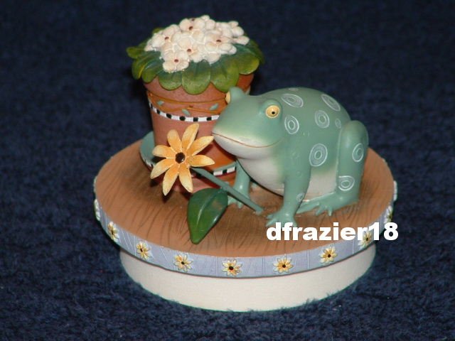 FROGGIE Jar Candle Topper Debbie Mumm Frog