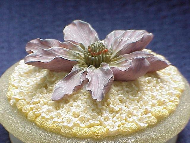 FLORAL FROSTED Jar Candle Topper Purple Flower