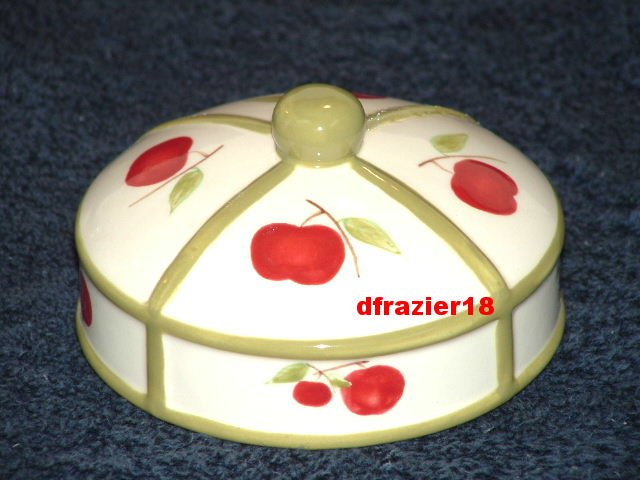APPLE Jar Candle Topper Ceramic Dome Apples