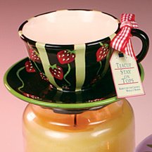 Stay On Top Jar Candle Topper Capper Berry STRAWBERRY TEACUP