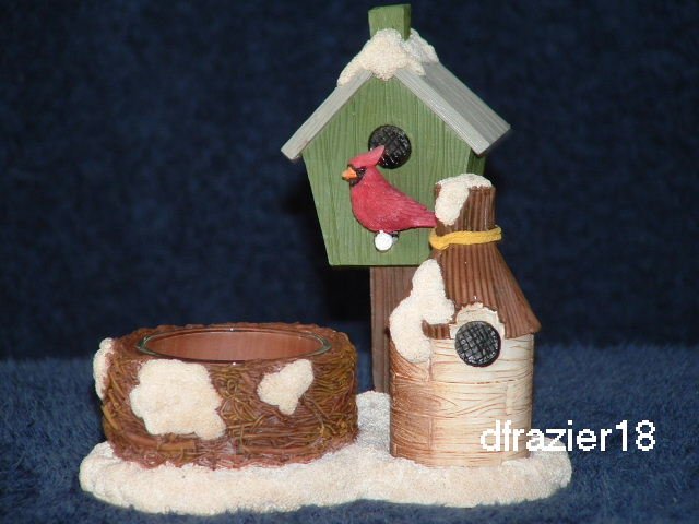 Tealight Tea Light Candle Holder Christmas Bird House WINTER BIRDHOUSE