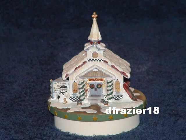 CHRISTMAS EVE CHAPEL Jar Candle Topper Debbie Mumm