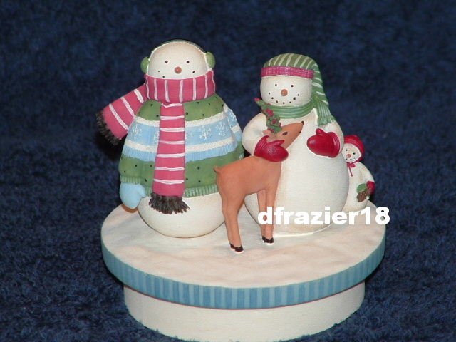 WINTER WONDERS SNOWMAN FAMILY Jar Candle Topper Debbie Mumm