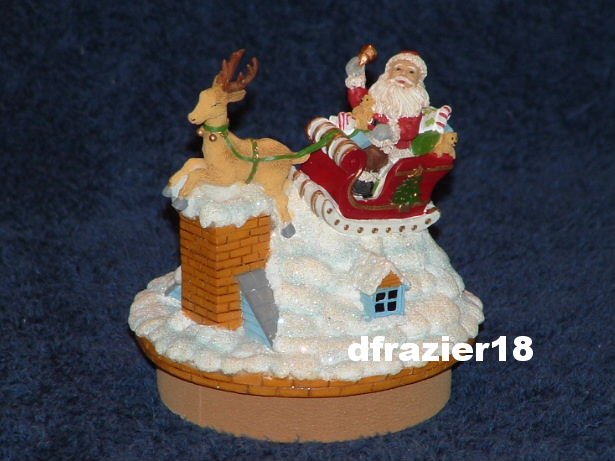 SANTA CLAUS REINDEER SLEIGH Jar Candle Topper Christmas