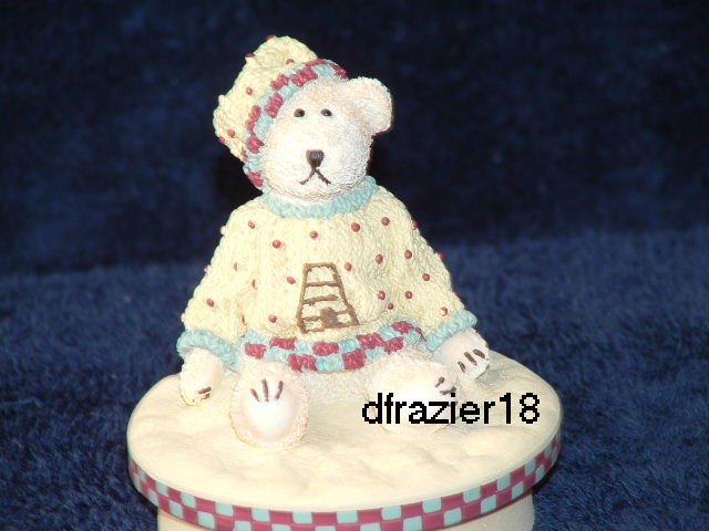 BOY TEDDY BEAR WITH BEEHIVE Jar Candle Topper Bee Hive