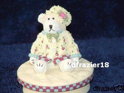 GIRL TEDDY BEAR WITH FLOWER DOTS Jar Candle Topper