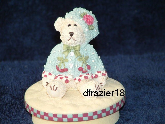 GIRL TEDDY BEAR WITH BERRY Jar Candle Topper Berries