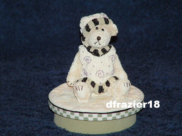 BOY BEAR Jar Candle Topper Miss Heather Plum Pudding
