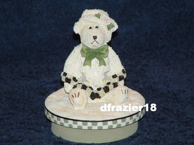 GIRL BEAR Jar Candle Topper Miss Heather Plum Pudding