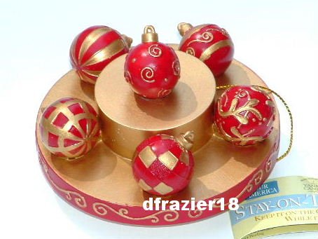 Stay On Top Candle Topper Capper Snuffer Set Red Gold CHRISTMAS ORNAMENTS
