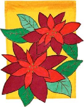 PASSION FOR POINSETTIA Toland Decorative Garden Flag Large Applique Christmas
