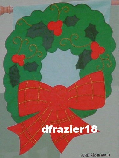 RIBBON WREATH Toland Decorative Garden Flag Large Applique Christmas