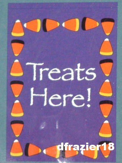 Halloween Hallowe'en Large Decorative Garden Flag Trick Or Treat Candy Corn TREATS HERE