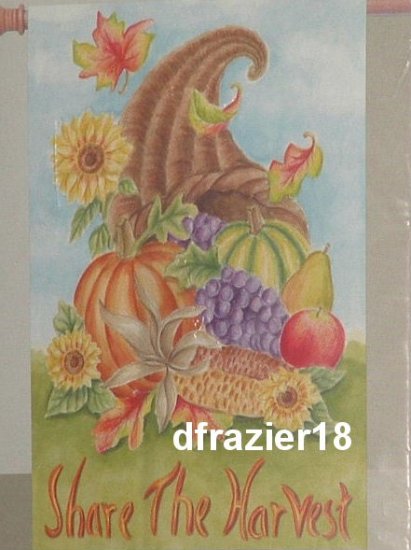 HARVEST CORNUCOPIA Toland Decorative Garden Flag Large Fall Autumn