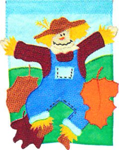 SCARECROW DANCE Toland Garden Flag Large Applique Fall Autumn